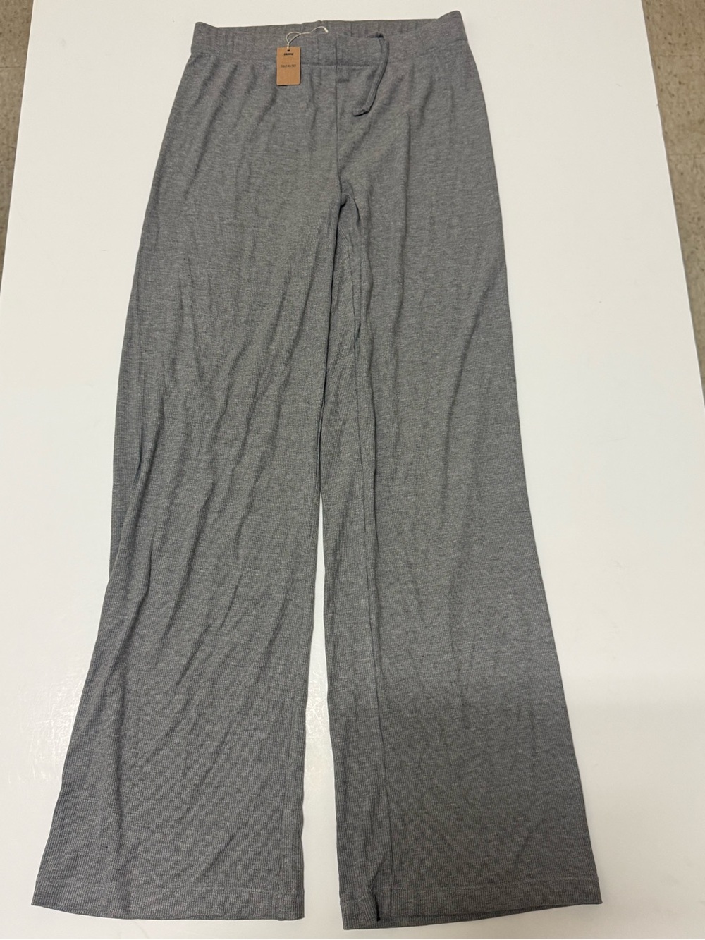 NWT Skims Women’s Gray Ribbed Wide Leg Lounge Pajama Pants Size Small